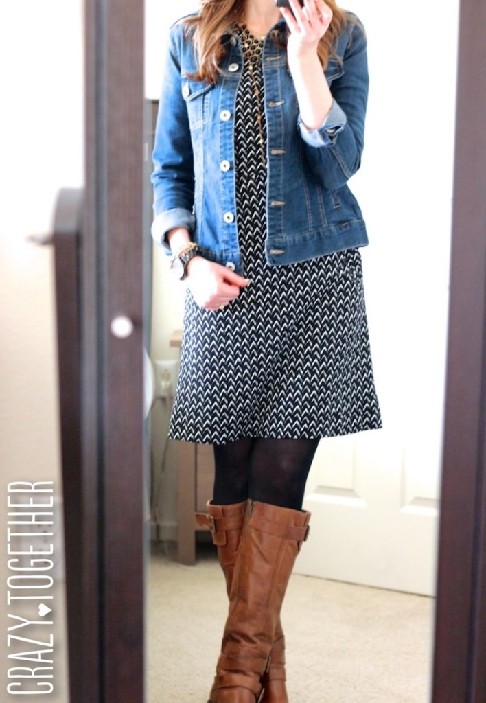 black and white Bellatrix 3/4 sleeve Chevron print shift dress from Stitch Fix, October 2014 blog review