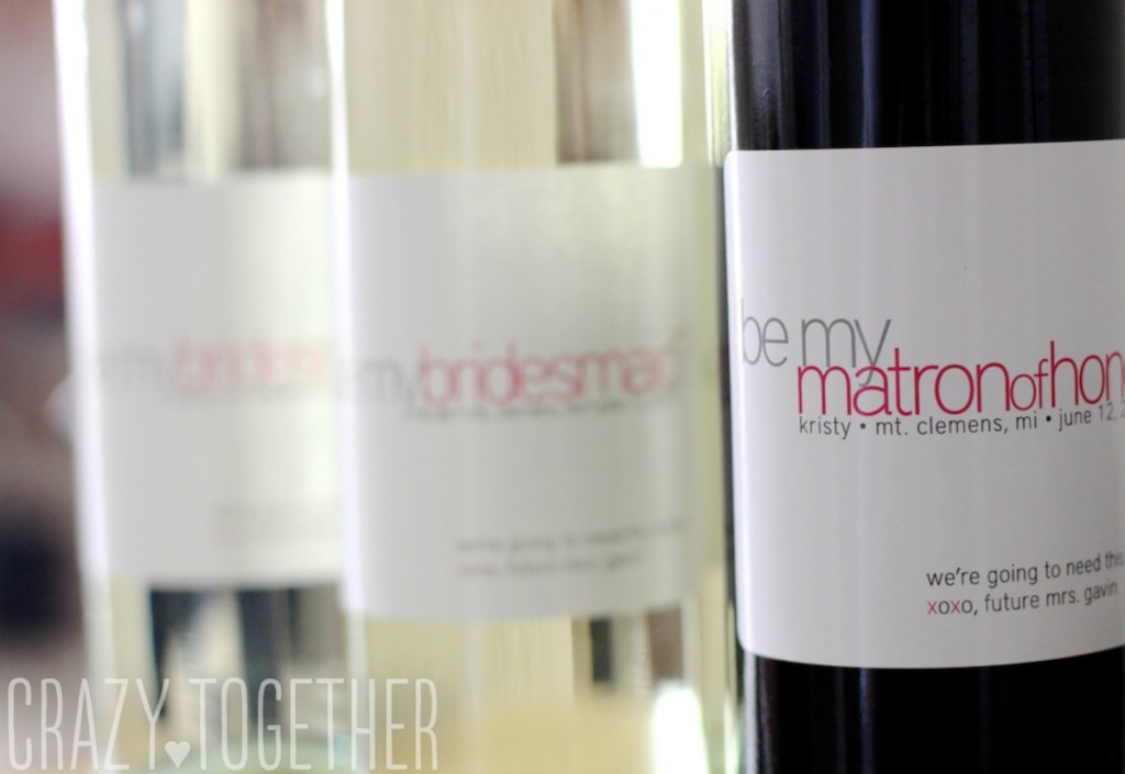 custom wine labels for asking bridesmaids to stand up in your wedding