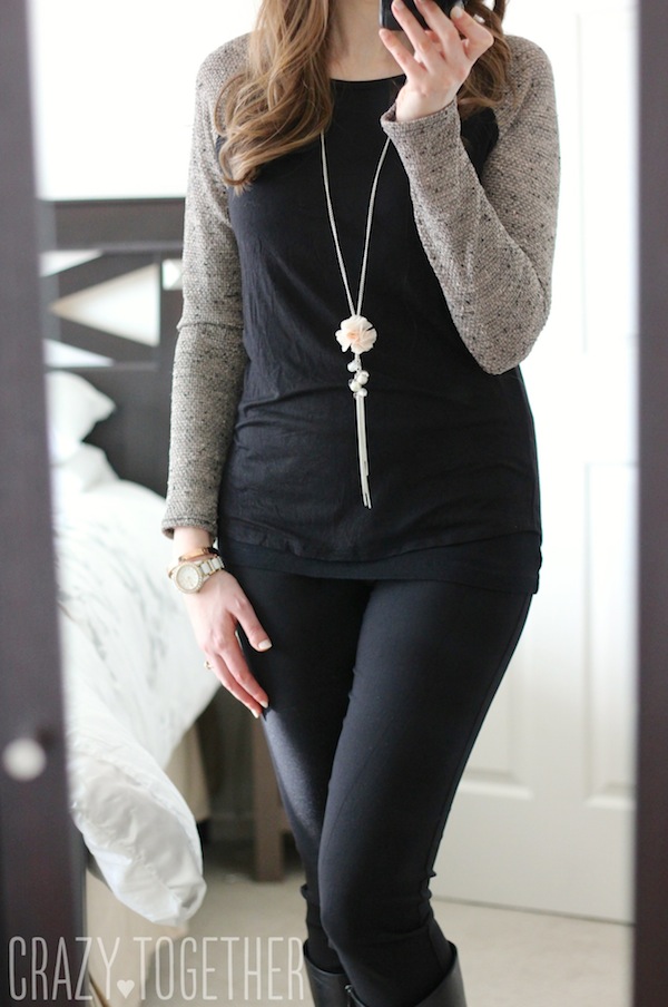 Morgan Mix Knit Raglan Top from Loveappella with Emer High Waisted Tall Trouser pants from Margaret M - January 2015 Stitch Fix review #stitchfix