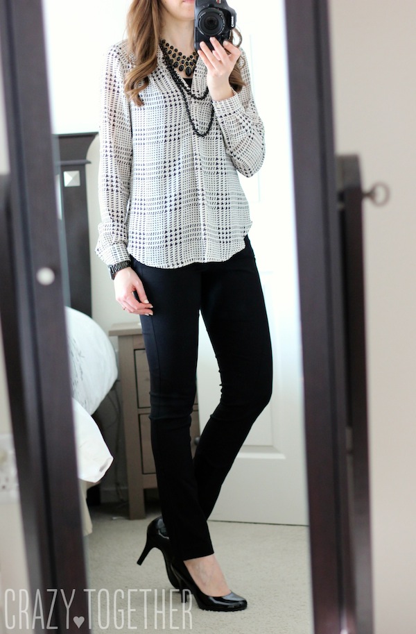 Ackley Houndstooth Print Blouse from 41Hawthorn with Emer High Waisted Tall Trouser pants from Margaret M - January 2015 Stitch Fix review #stitchfix