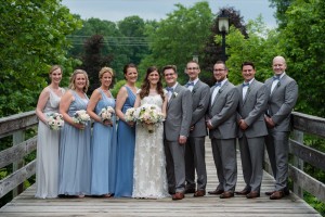 Groomsmen in Joseph Slim Fit taupe suits