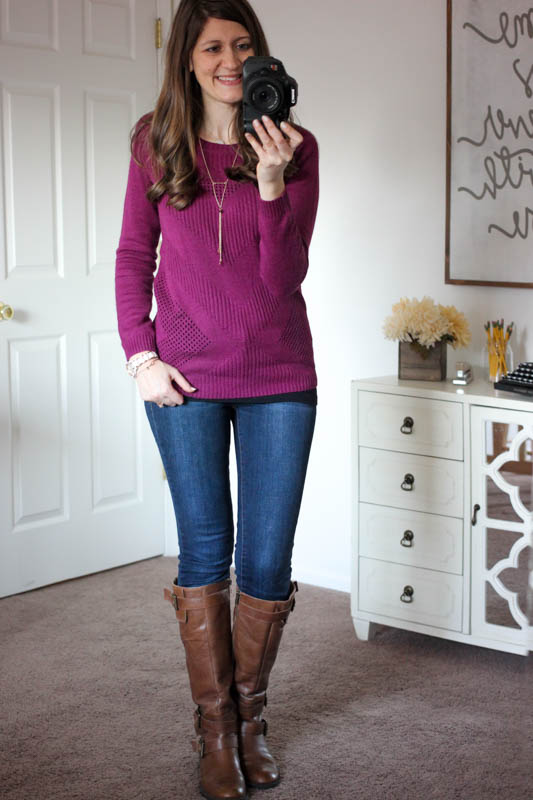 Yuna Chevron Pointelle Knit Sweater from Market & Spruce and Sophia Skinny Jeans from Kensie - Stitch Fix