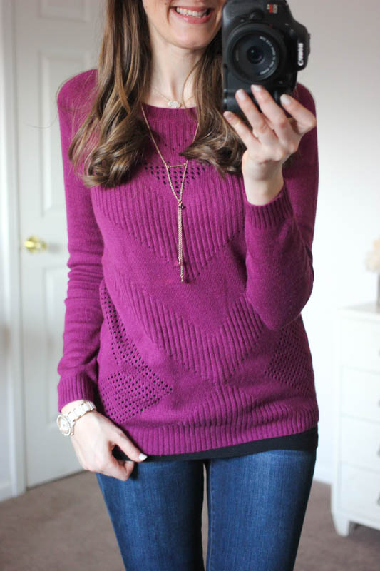 Yuna Chevron Pointelle Knit Sweater from Market & Spruce and Sophia Skinny Jeans from Kensie - Stitch Fix