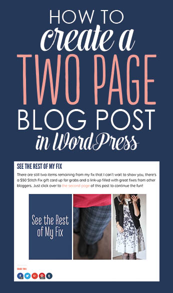 How to crate a two-page blog post in WordPress