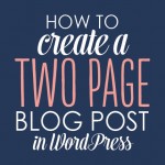 How to Create a 2-page blog post in WordPress