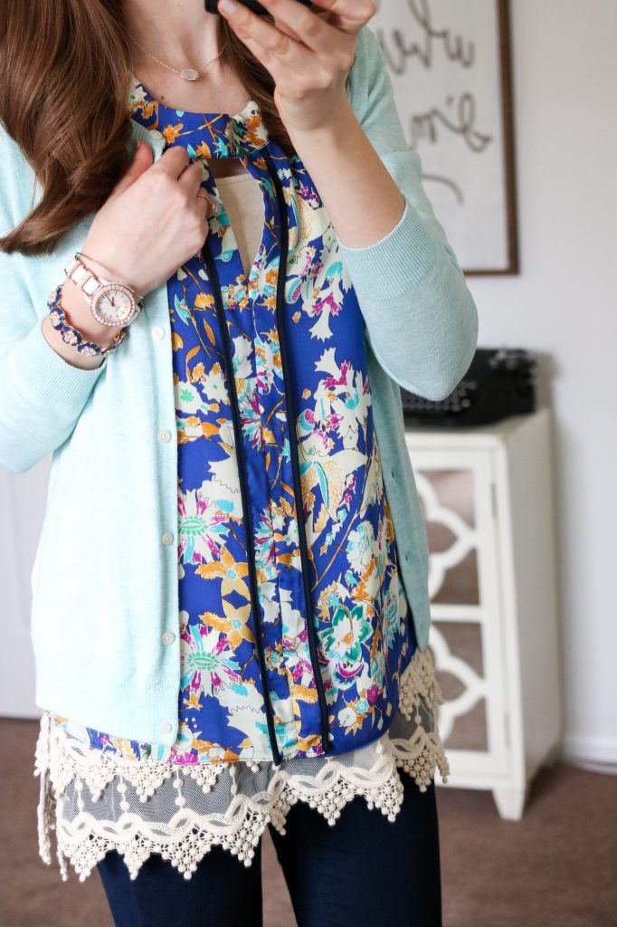 Navy, floral and lace outfit inspiration - Stitch Fix and Grace & Lace