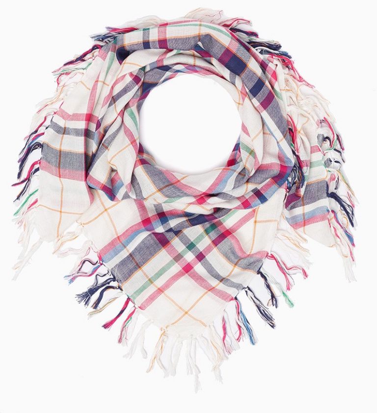 Lightweight Plaid Self-Tie Scarf main image 1