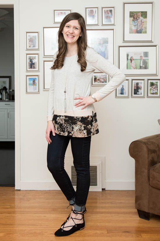 Moran Maternity Mixed Material Knit Top from Full Moon - Stitch Fix - Stitch Fix Maternity - Stitch Fix style | Crazy Together lifestyle blog