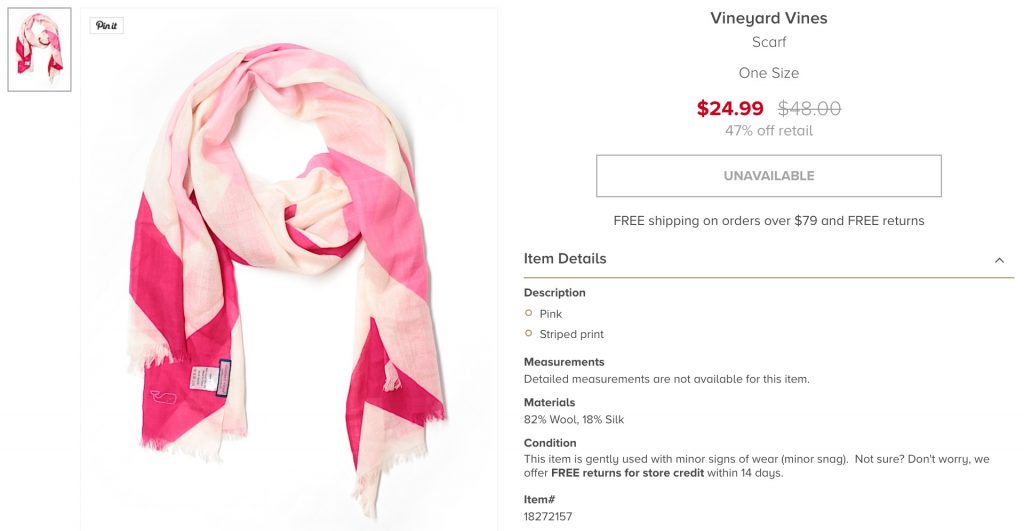 Vinyard Vines scarf on ThredUP