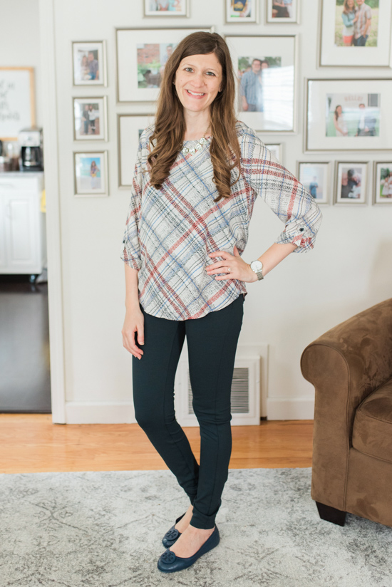 create a fall capsule wardrobe with the Davies Crew Neck Blouse from Skies are Blue and Jacqueline Skinny Pant from Liverpool via Stitch Fix | Stitch Fix clothes | Crazy Together blog