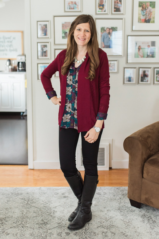 create a fall capsule wardrobe with the Sinclaire Button Front Blouse from Kut from the Kloth and Grettel Pointelle Detail Cardigan from Skies are Blue via Stitch Fix | Stitch Fix clothes | Crazy Together blog