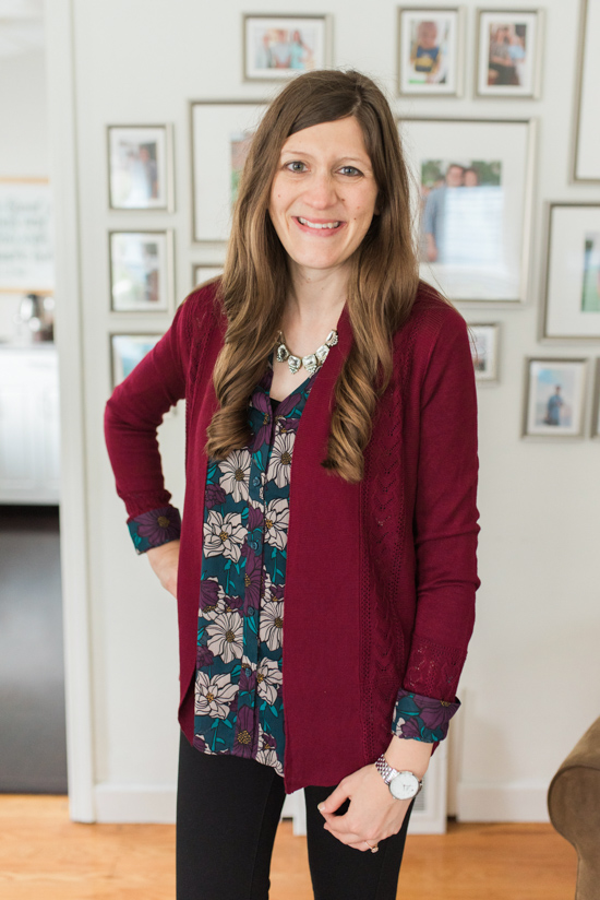create a fall capsule wardrobe with the Sinclaire Button Front Blouse from Kut from the Kloth and Grettel Pointelle Detail Cardigan from Skies are Blue via Stitch Fix | Stitch Fix clothes | Crazy Together blog