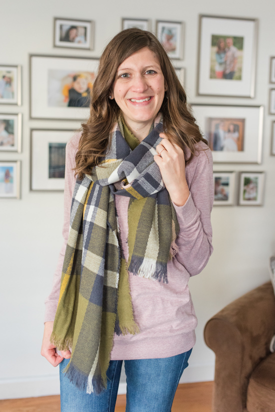 Illinois Square Scarf by Shiraleah | warm and cozy winter fix | Stitch Fix clothes | Crazy Together blog