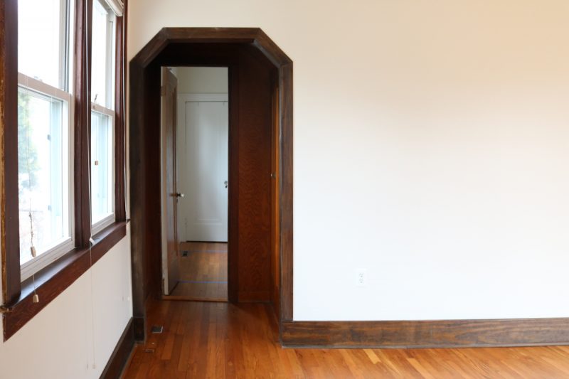 Old houses have the strangest quirks! This passage led into a bedroom in a 1925 house. This is the before... check out the after! | house renovation | bedroom renovation | Crazy Together blog