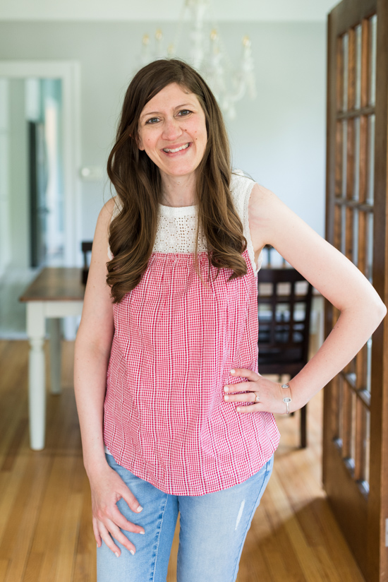 Red, White and Blue Summer Stitch Fix Review - Elsdon Crochet Trim Cotton Top from Hazel | 4th of July Stitch Fix | patriotic Stitch Fix | Stitch Fix clothes | Crazy Together blog