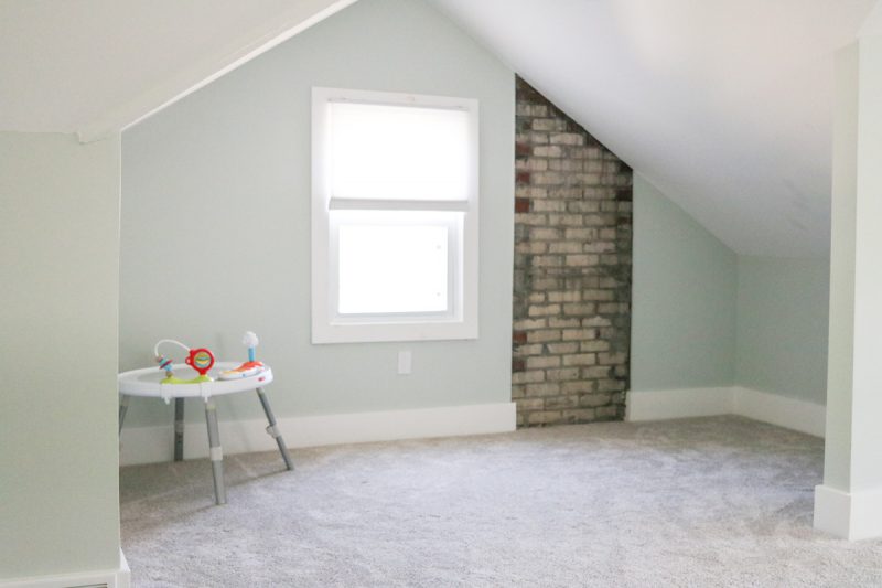 1925 craftsman bungalow before and after | check out the before and after of this cozy second floor bungalow turned living and play room | upstairs children's playroom before an after | Crazy Together blog