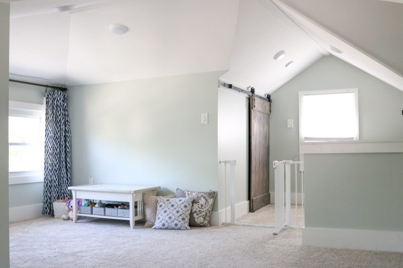 1925 craftsman bungalow before and after | check out the before and after of this cozy second floor bungalow turned living and play room | upstairs children's playroom before an after | Crazy Together blog