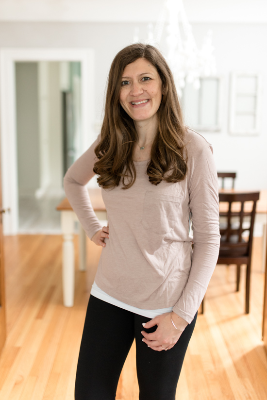 This Raw Edge Scoop Neck Tee from BP came in the Best Trunk Club Shipment I've Ever Received | Fall 2018 Trunk Club review featuring casual tops and leggings | Trunk Club clothes | subscription box review | subscription style boxes | subscription boxes for women | Crazy Together blog #trunkclub #stylebox #fashion