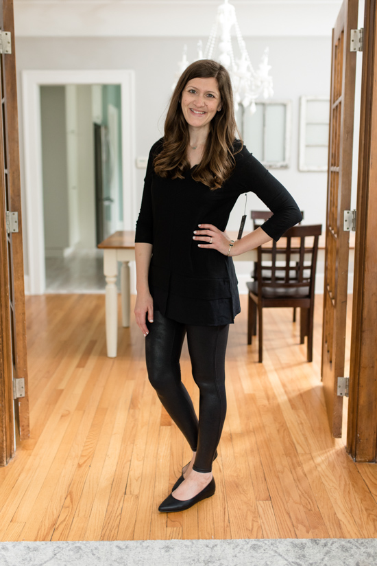 This Vince Camuto mixed media tunic came in the Best Trunk Club Shipment I've Ever Received | Fall 2018 Trunk Club review featuring casual tops and leggings | Nordstrom clothes |Trunk Club clothes | subscription box review | subscription style boxes | subscription boxes for women | fall fashion ideas | Crazy Together blog #trunkclub #stylebox #fashion #fallclothes #nordstrom