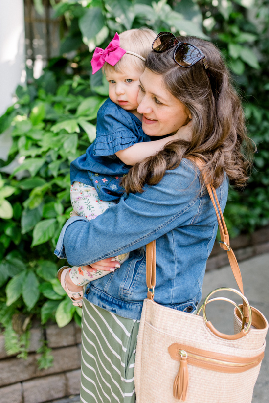 Budget friendly spring styles for mommy and me | neutral denim and chambray spring fashion | #springfashion #mommyandme | Crazy Together blog