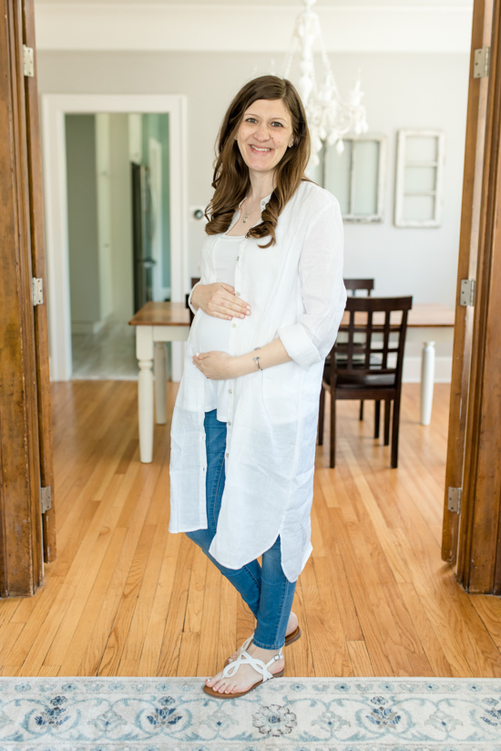 Trunk Club Maternity Review - Button Down Organic Linen Shirtdress from Eileen Fisher | style box | women's fashion | maternity clothes | #stitchfix #trunkclub | Crazy Together blog