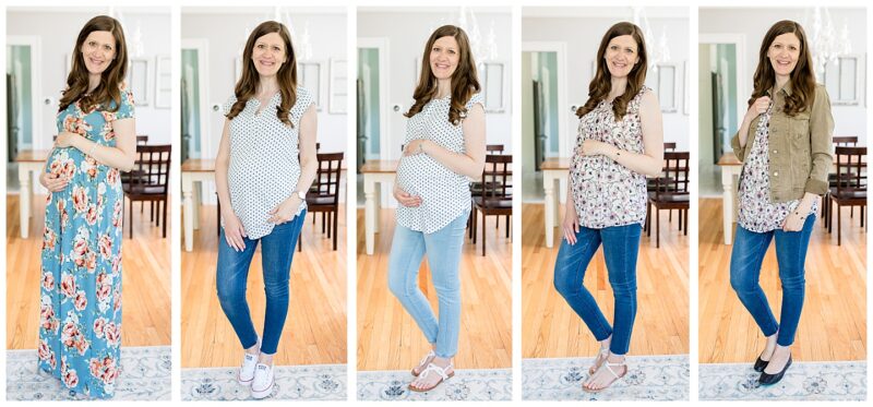 collage of photos from summer Stitch Fix Maternity review