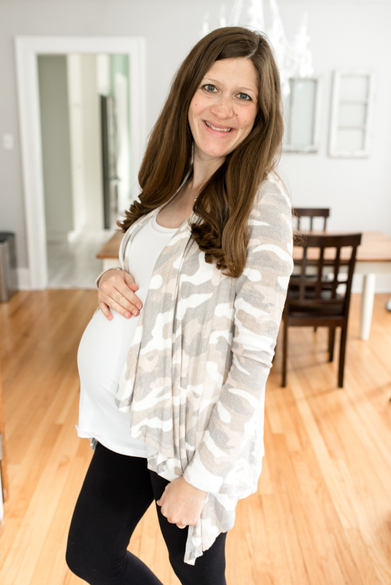 Wallace Brushed Cardigan from Bobeau with black leggings - Stitch Fix Maternity review