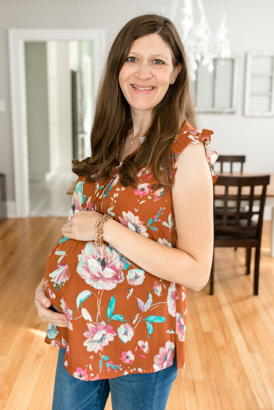 Stitch Fix Maternity Review - Liona Maternity Flutter Sleeve Detail Blouse from Daniel Rainn Maternity | Stitch Fix Clothes | Maternity Clothes | Pregnancy | Crazy Together Blog