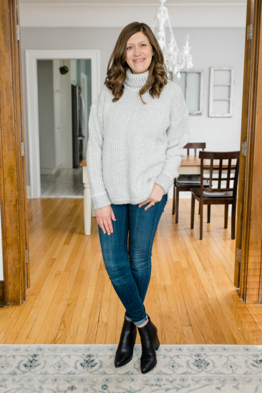 Postpartum Trunk Club Review featuring Caslon Turtleneck Sweater and Marc Fisher Alva Bootie | Trunk Club clothes | personal styling service | #trunkclub | #winterclothes | #postpartum | #nursing | Crazy Together blog