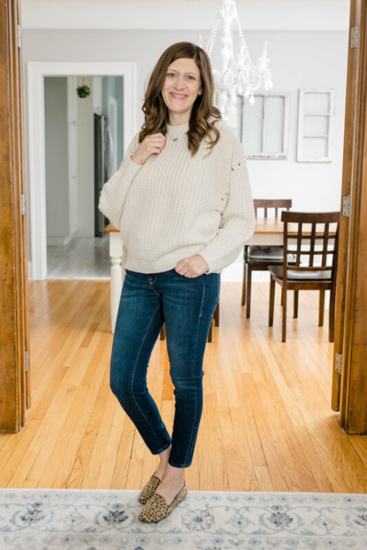 Postpartum Trunk Club Review featuring Topshop Pointelle Detail Crewneck Sweater | Trunk Club clothes | personal styling service | #trunkclub | #winterclothes | #postpartum | #nursing | Crazy Together blog