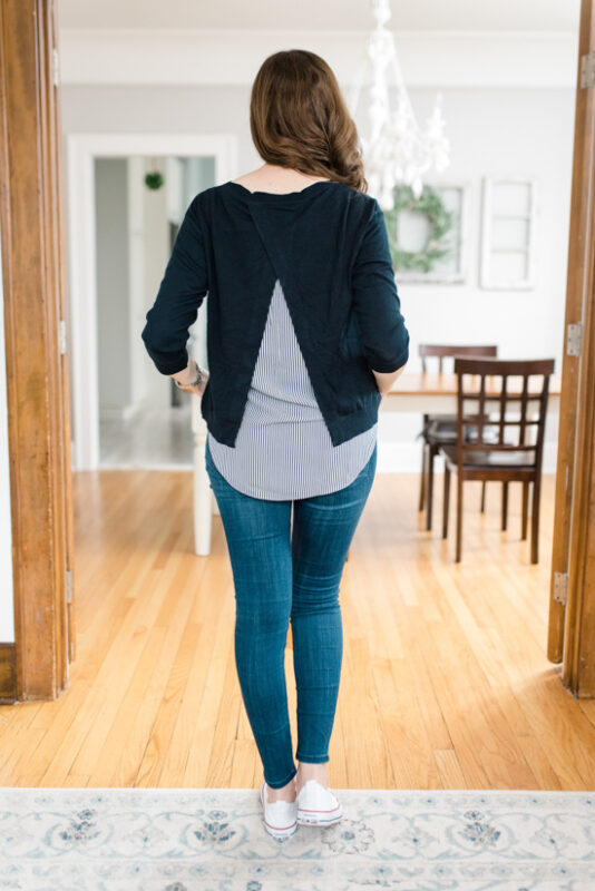 back view of Ralla Cross Back Mixed Media Knit Top - March Stitch Fix review