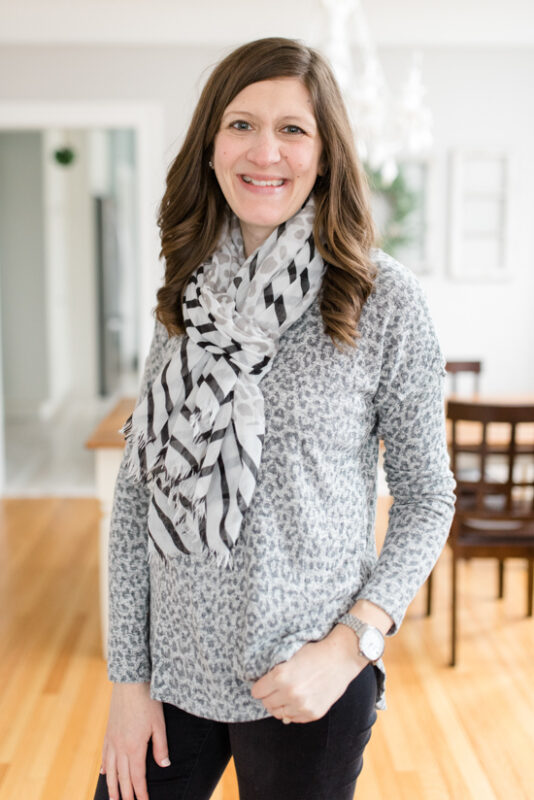 Bartie Hacci Drop Shoulder Knit Top from Bobeau with black and white scarf - March Stitch Fix Review 