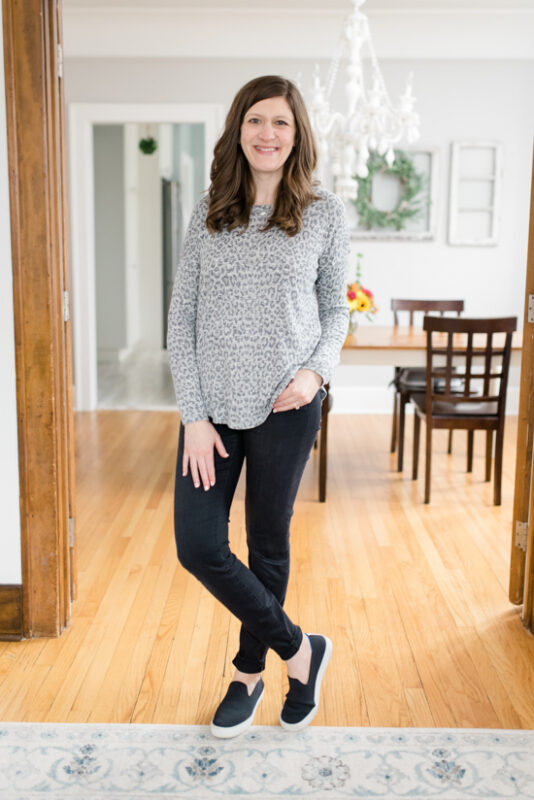 Bartie Hacci Drop Shoulder Knit Top from Bobeau with black jeans and black Rothys sneakers - March Stitch Fix Review 