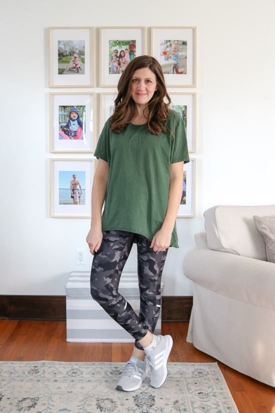 Green Boyfriend Tee with Ivy Ankle Leggings from Wantable Active Edit. I was shocked at how my self-confidence grew while trying on the clothes from my Wantable Active Edit. Here's my honest review of the service. The fitness clothes are great for any season: spring, summer, fall or winter. 