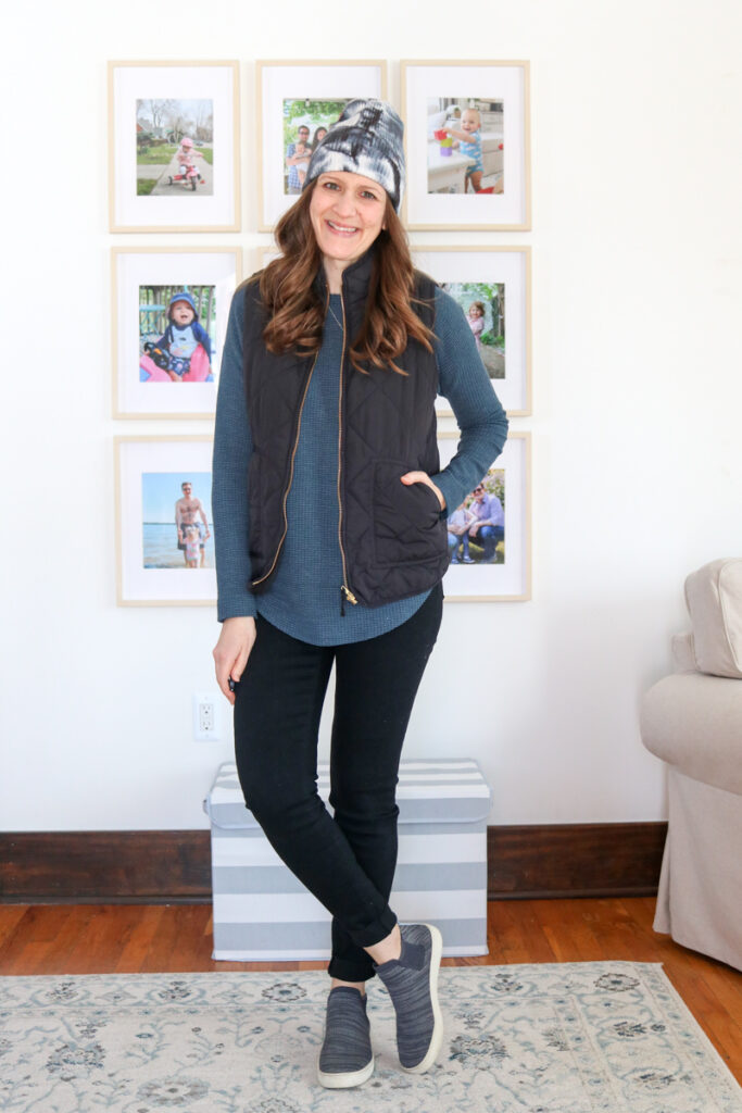 Wantable Style Edit Review featuring Textured Waffle Long-Sleeved Boatneck Top and Just Black ripped hem jeans - Crazy Together blog