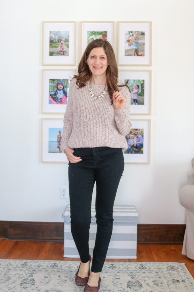 Wantable Style Edit Review featuring Niles Pullover Sweater and Just Black ripped hem jeans - Crazy Together blog