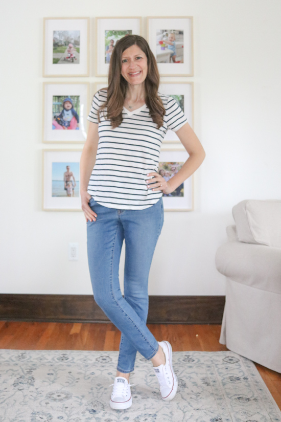 medium wash Pop Icon Mid-Rise Skinny Jean without distressing | Old Navy Summer Denim Try-On and Review